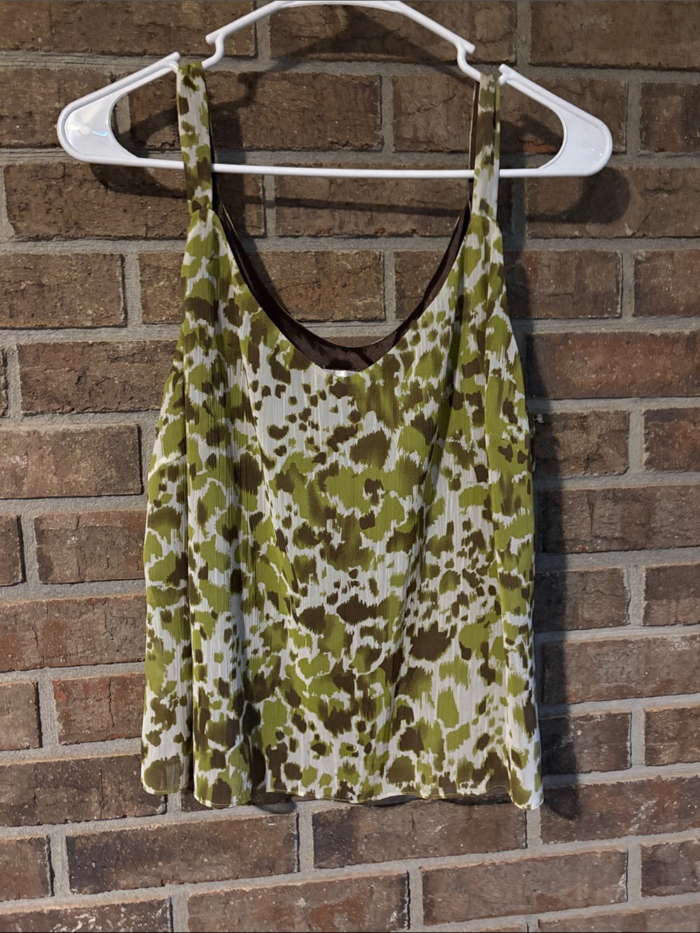 Tahari Camo Inspired Olive & White Printed Camisole Tank
